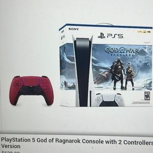 PS5 God of Ragnarok Console with 2 controllers disc version. Brand new